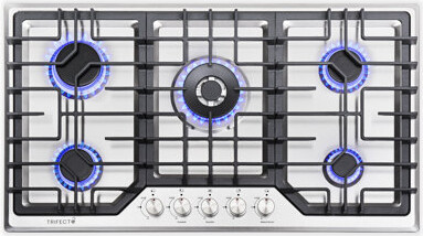 Trifecte 36" Silver Natural Gas 5 Burner Cooktop