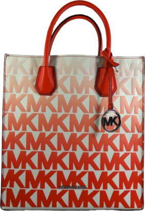 Michael Kors Mercer Medium Luggage Embossed Cotton Canvas Messenger Ha –  AUMI 4