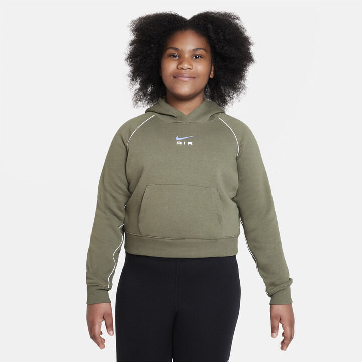 Nike Air Big Kids' (Girls') French Terry Cropped Hoodie (Extended Size) in  Green - ShopStyle