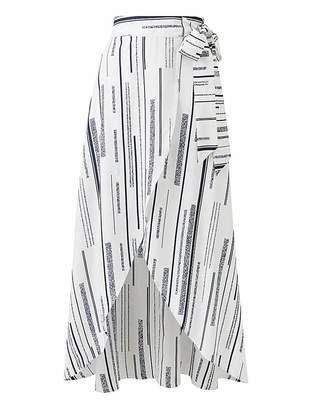 Petite Print Mock Wrap Tie Waist Skirt