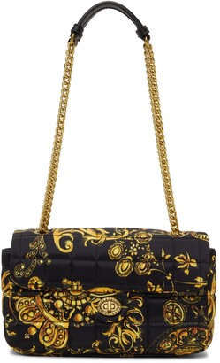 Versace Jeans Couture Black & Yellow Barocco Puffy Bag