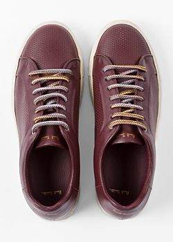 Paul Smith Women's Burgundy Perforated Leather 'Basso' Trainers