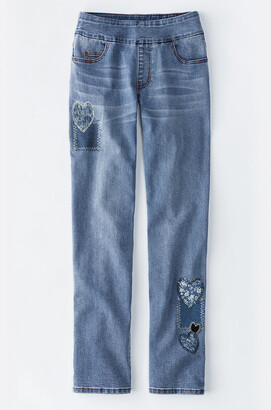Coldwater Creek Artful Hearts Pull-On Jeans