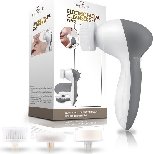 Project E Beauty ProjectEBeautyElectricFacialCleanserSet|3ExfoliatingBrushHeads|360°Rotation|TravelCleansingBrushSetwith3BrushHeads