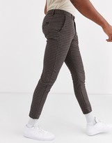 Thumbnail for your product : Jack and Jones slim fit stretch check trousers in brown