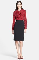 Thumbnail for your product : St. John 'Classic Dot' Tie Neck Stretch Silk Blouse
