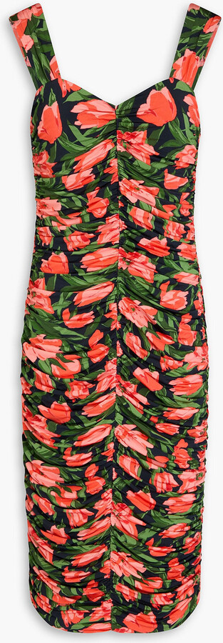 Carolina Herrera Ruched floral-print stretch-jersey midi dress