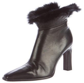 Sonia Rykiel Leather Fur-Trimmed Ankle Boots
