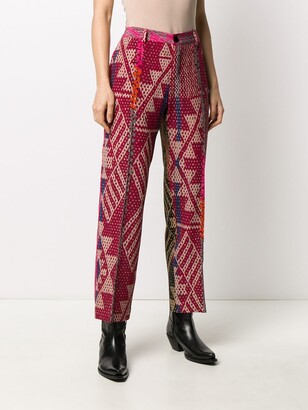 F.R.S For Restless Sleepers Geometric Print High-Waist Trousers