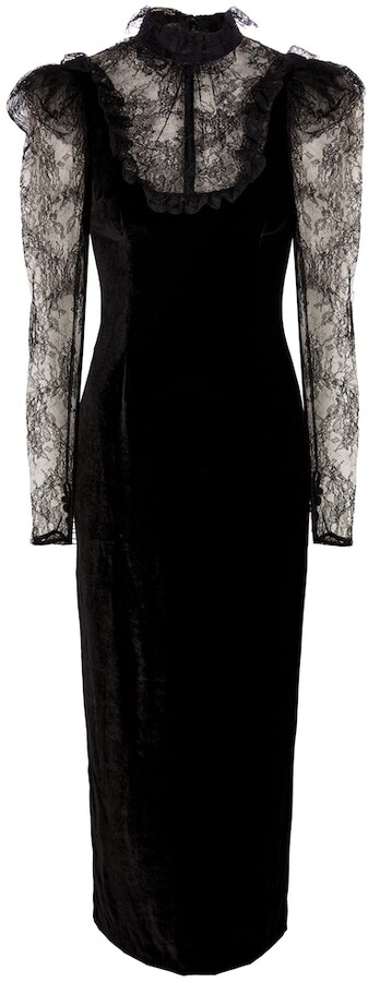 Alessandra Rich Ruffled lace-trimmed midi dress - ShopStyle