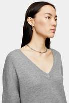 Thumbnail for your product : Topshop Grey V Neck Knitted Sweater With Sweater