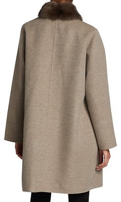 The Fur Salon Manzoni 24 For Sectioned Sable Fur-Collar Cashmere & Wool Coat