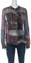 Thumbnail for your product : Preen by Thornton Bregazzi Multicolor Snakeskin Print Silk Blouse L