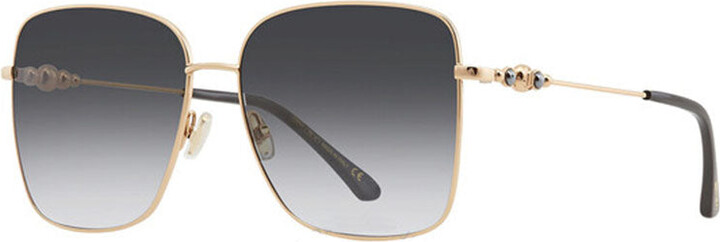 Jimmy Choo Sunglasses Rectangle Full Rim Black Gold Frame And Grey Gradient Lens Hester/s02M29O