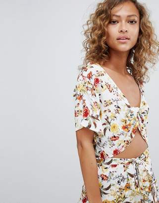 Pull&Bear coord floral tie detail top