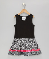 Thumbnail for your product : Rare Editions Black & Fuchsia Leopard Cardigan & Dress - Toddler & Girls