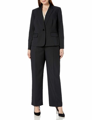 Le Suit Women's 1 Button Peak Lapel Novelty Pinstripe Pant Suit Business Set