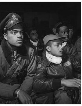 Buyenlarge Members of the 332nd Fighter Group Attending a Briefing in Ramitelli, Italy, March 1945 - Photograph Print