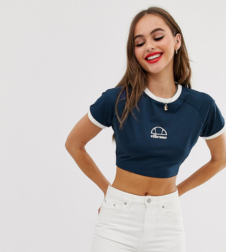 Ellesse recycled ringer crop top with front logo
