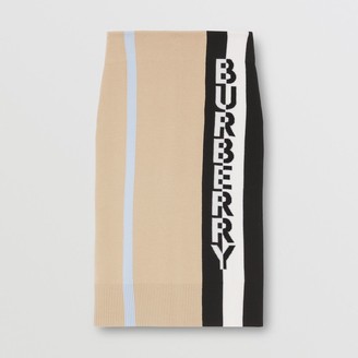 Burberry Logo Wool Blend Jacquard Skirt