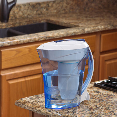 ZeroWater Ready-Pour 10 cups Blue/White Water Filtration Pitcher