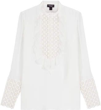 Giambattista Valli Silk Blouse with Embroidered Cut-Out Detail