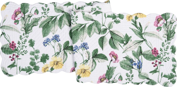 Marcy Blooms Rectangle Cotton Table Runner 14" x 51" Floral Design All Seasons Kitchen Dining Dinner Table Tablerunner Decor Decoration