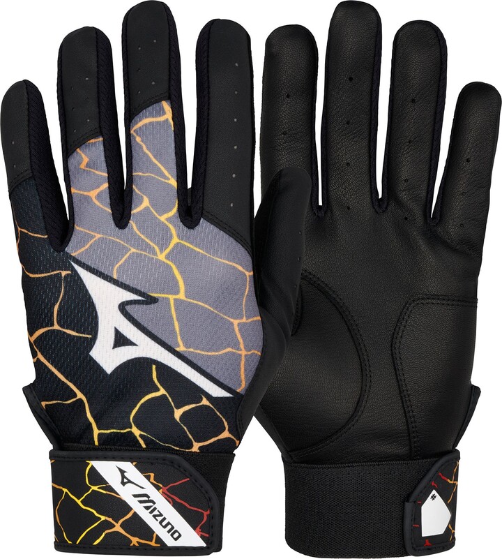 Mizuno Adult MVP Batting Gloves, Men's, Small, Black/Orange