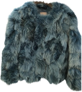 Pinko Turquoise Fur Coat for Women