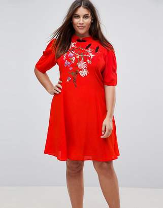 ASOS Curve Chinoiserie Embroidered Mini Dress
