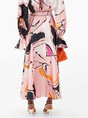 Roksanda Colvin Abstract-print Silk-satin Skirt - Pink Multi
