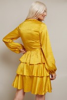 Thumbnail for your product : Little Mistress Alfie Mustard Satin Frill Mini Dress