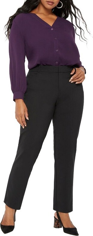 ELOQUII Women' Plu Size Tall Kady Fit Double-Weave Pant, 20 - Black -  ShopStyle