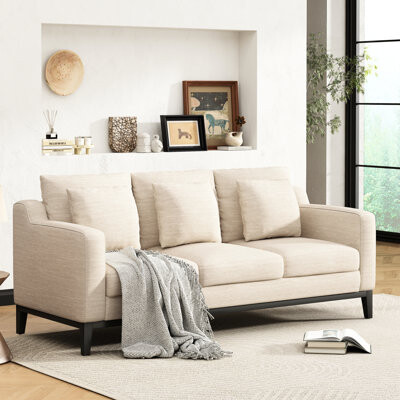 George Oliver Modern 3 With Birch Legs - Grey For Living Spaces Luxury Solid Wood Upholstery