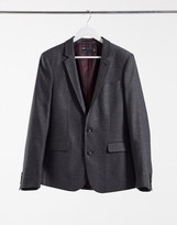 Thumbnail for your product : ASOS DESIGN wedding skinny wool mix suit jacket in charcoal herringbone