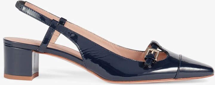 Lk Bennett Navy Patent Low Heel Shoes Faith Navy Patent Leather