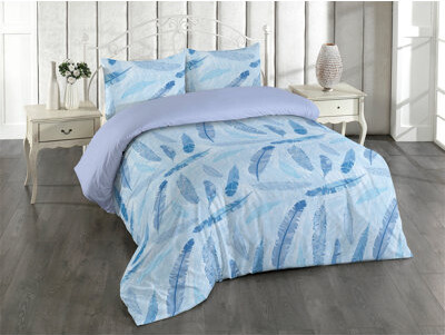 Ambesonne Feather Pattern Duvet Cover Set Pastel Vibes Boho Pale Azure Blue Sea Blue