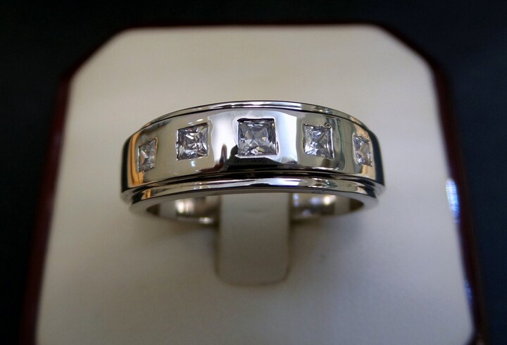 Etsy 14K White Gold Men's Wedding Band Princess Cut Diamond Ring | 0.50 Ct