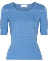 Thumbnail for your product : Carven Paneled Ribbed And Textured Wool-blend Sweater