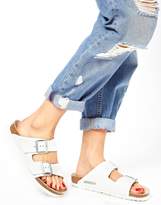Birkenstock Arizona White Leather Two Strap Narrow Fit Sandals