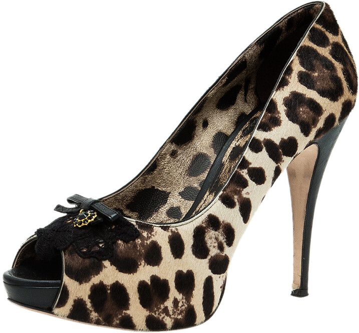 leopard open toe pumps