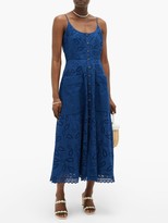 Thumbnail for your product : Saloni Fara Cotton Broderie Anglaise Midi Dress - Dark Blue