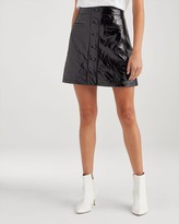 Thumbnail for your product : 7 For All Mankind Button Front Leather Skirt in Jet Black