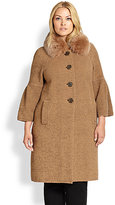 Thumbnail for your product : Stizzoli, Sizes 14-24 Knit Fur-Collar Coat