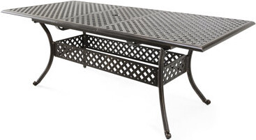 17 Stories Expandable Dining Table Cast - Industrial Look, Finish Materials 64 X 37.5 29 Inches Outdoor Iron & Wood,