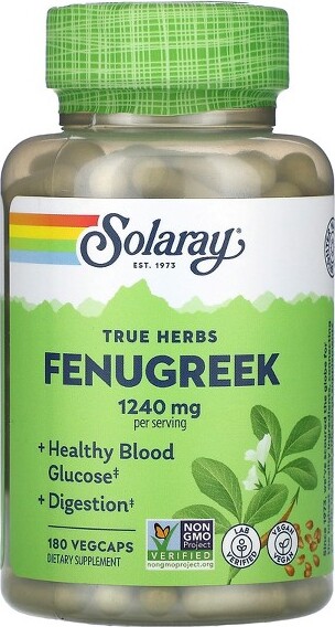 Solaray SolarayTrueHerbs,Fenugreek,180VegCaps(620mgperCapsule)