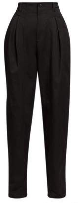 Isabel Marant Handy Inverted-pleat Cotton Tapered-leg Trousers - Womens - Black