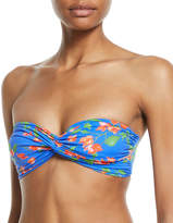 Thumbnail for your product : Caroline Constas Adros Shirred Floral Bandeau Bikini Top