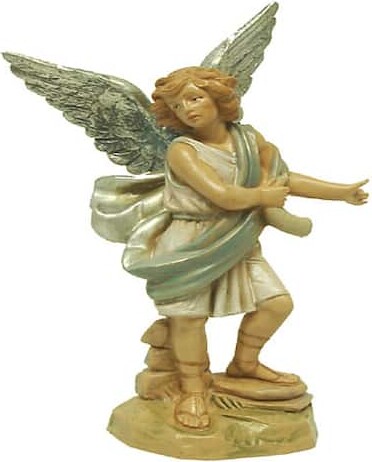 Roman 5.75" Blue & Cream Hand Painted Raphael Angel Nativity Figurine