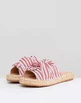 Thumbnail for your product : Glamorous Red Stripe Tie Detail Espadrille Slide